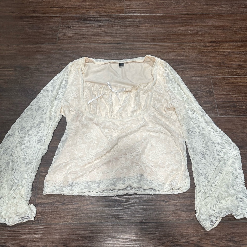 SHEIN Cream Lace Blouse